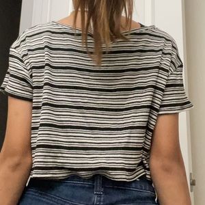 White and black stripped crop top